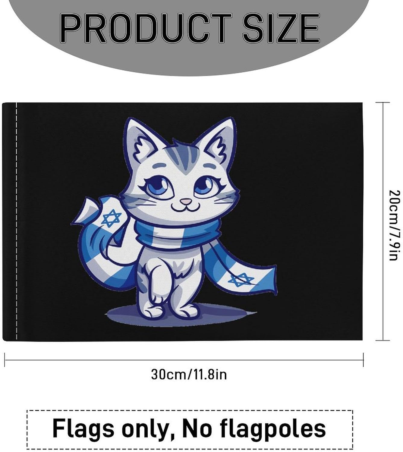 Israel Patriotics Cat Israel Flag Car Flag Polyester Clip Flags Mini Handheld Banners for Auto Outside Travel Decor image 2