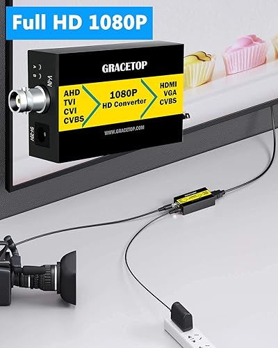 Miniatura 4 de Adaptador convertidor TVI/CVI/AHD a HDMI, Full HD 4K 720P/1080P/3MP/4MP RCA a HDMI Convertidor de video para monitor HDTV DVR, 4 en 1 compuesto CVBS