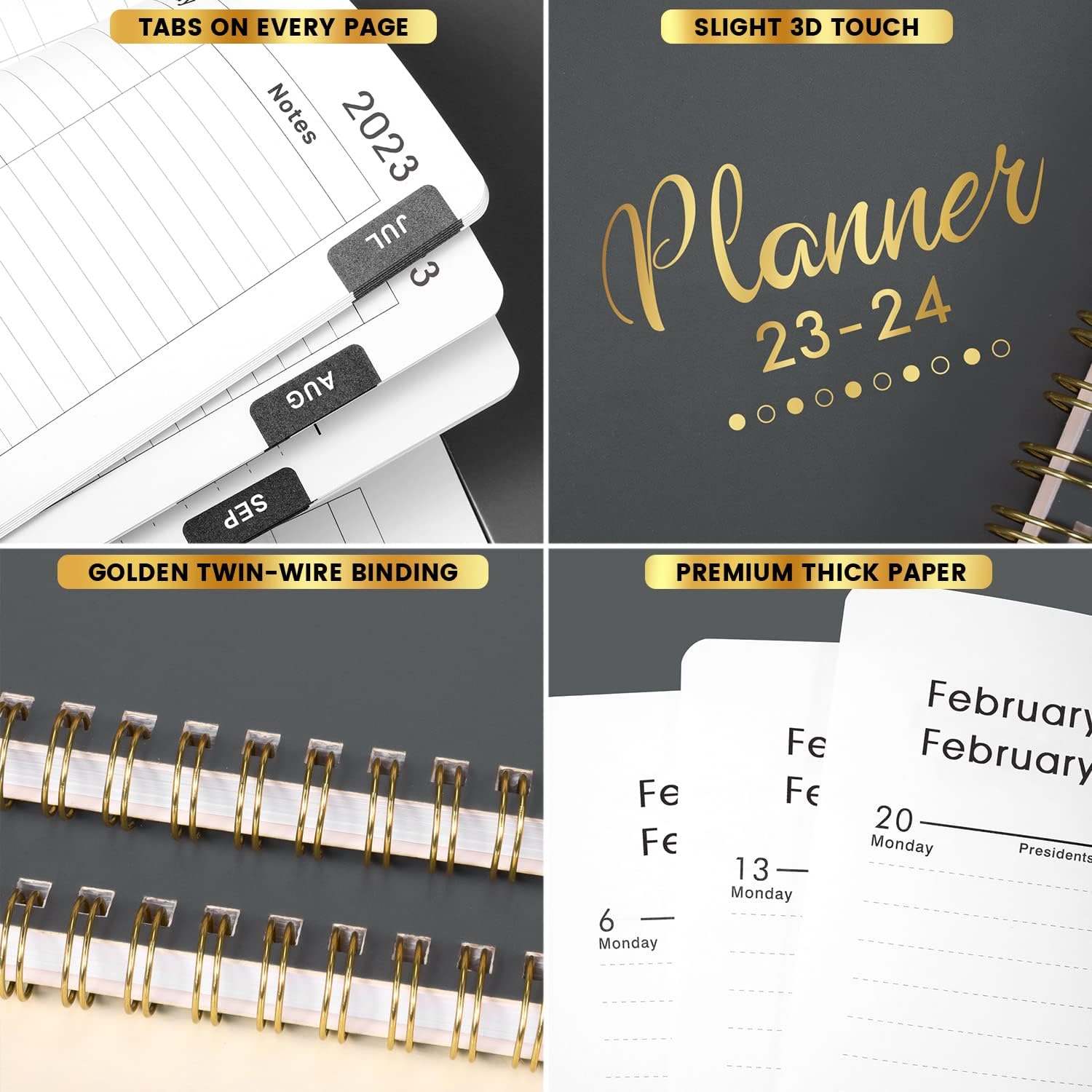 2023-2024 Planner - Planner 2023-2024, 2023-2024 Planner Weekly and Monthly, Jul. 2023 - Jun. 2024, 8" × 10", To-Do List, Strong Twin-Wire Binding, Flexible Cover, Improving Your Time Management Skill