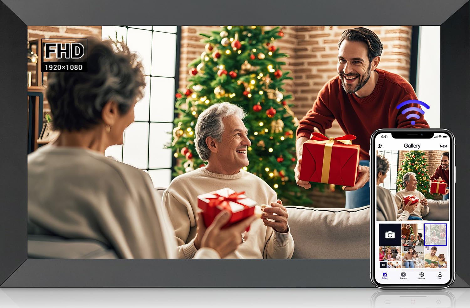 Digital Photo Frame 15.6" Large Digital Picture Frame 1920x1080 HD IPS Touch Screen, Built in 32GB Memory, Share Photos and Videos via Biuframe App, Gift for Friends and Family