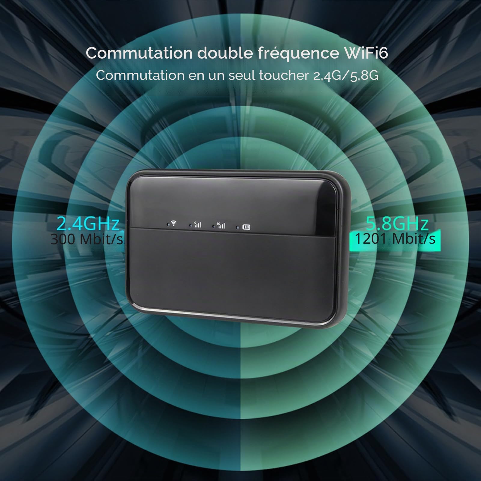 Hotspot Mobile 5G, Portable Double Bande WiFi6 avec 10000mAh, 16 Appareils Connectés, Port USB Type,C et Emplacement Nano SIM