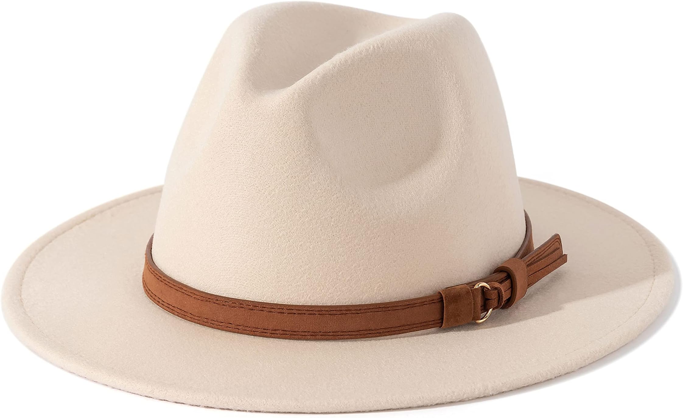 Men & Women Vintage Wide Brim Fedora Hat with Belt Buckle