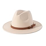 Men & Women Vintage Wide Brim Fedora Hat with Belt Buckle