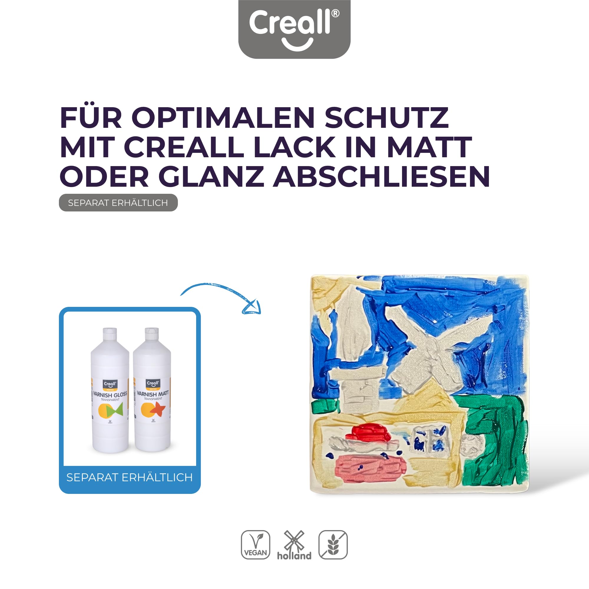 Creall Basic Color Set di Pittura a Tempera, 6 x 1000 ml | Pittura Lavabile a Base d'Acqua | Colori Miscelabili e Finitura Opaca | Per Applicazioni Creative