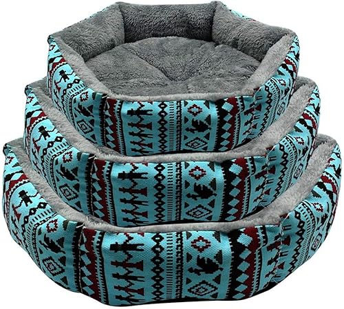 Miniatura 2 de SOCHII - Cama de invierno para perro, gato, cachorro, gato, casa cálida, felpa, cama para perro pequeña con cojín extraíble para cachorro, L, Azul