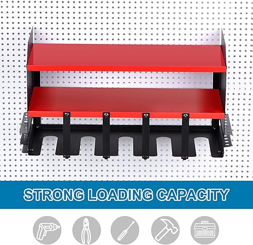 Miniatura 5 de Organizador de herramientas eléctricas de 3 capas, 5 estantes de almacenamiento de taladros, estilo de montaje en pared, estante de herramientas de