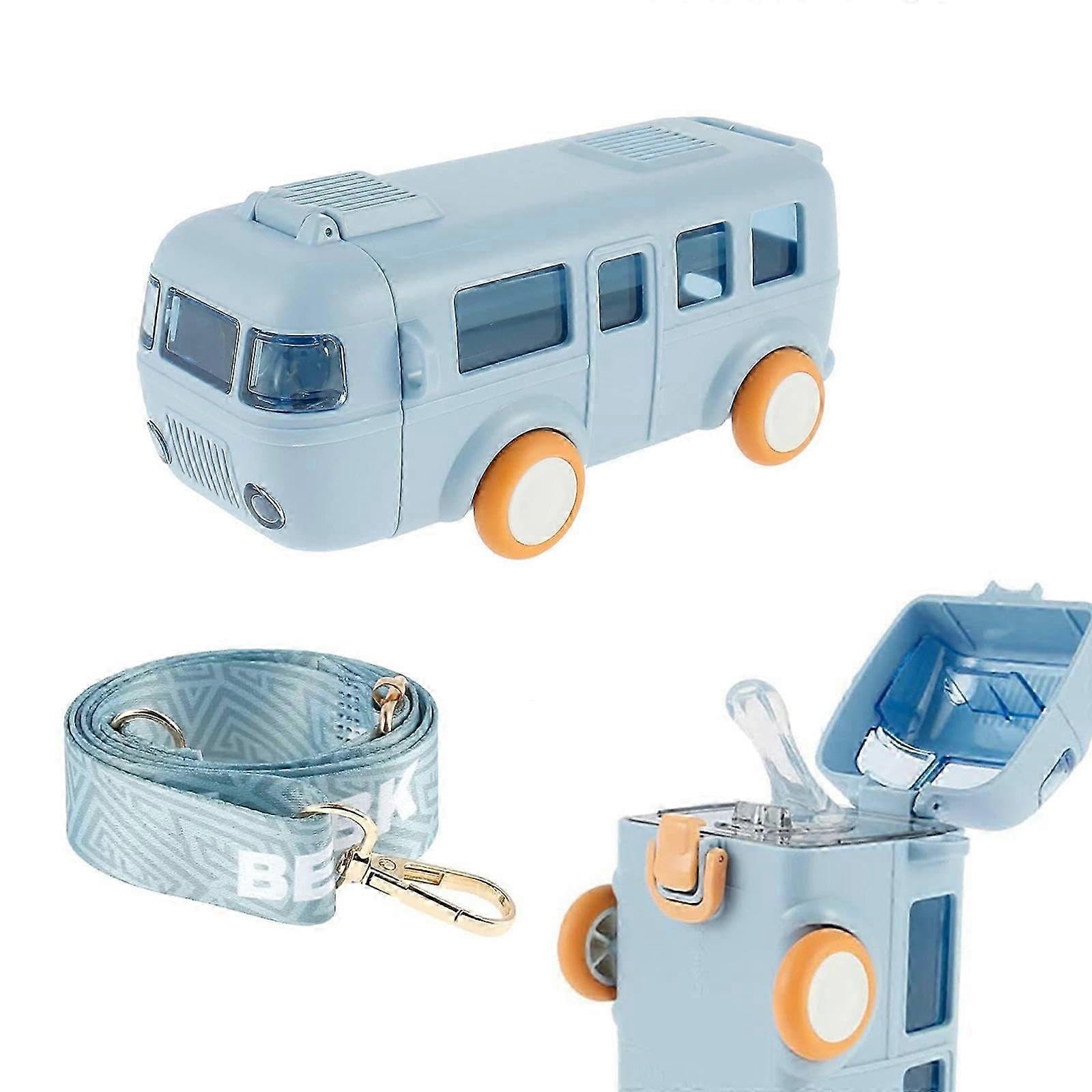 JOYHAPPST 500ml Cute Bus Water Cups Car Straw Water Cup Drinking Bottle Toy Bus Water Bottle