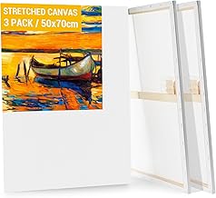 3-Pack Canvas for Painting, 50x70cm Blank Large Canvas, Acid-Free Cotton 280GSM Triple Primed Painting Canvases for Acrylic, Oil Paint & Wet Art Media Artwork