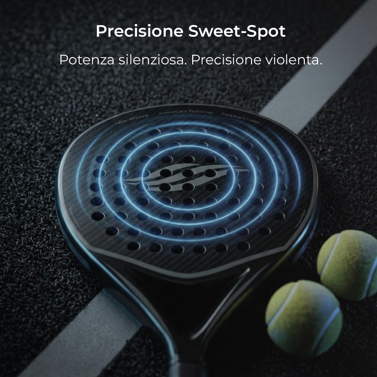 Racchetta Padel Apexus - Telaio e superficie interamente in fibra di carbonio | Racchetta da paddle a forma di lacrima con tecnologia CushionCore, matrice FibreGuard e Power Structure - 5