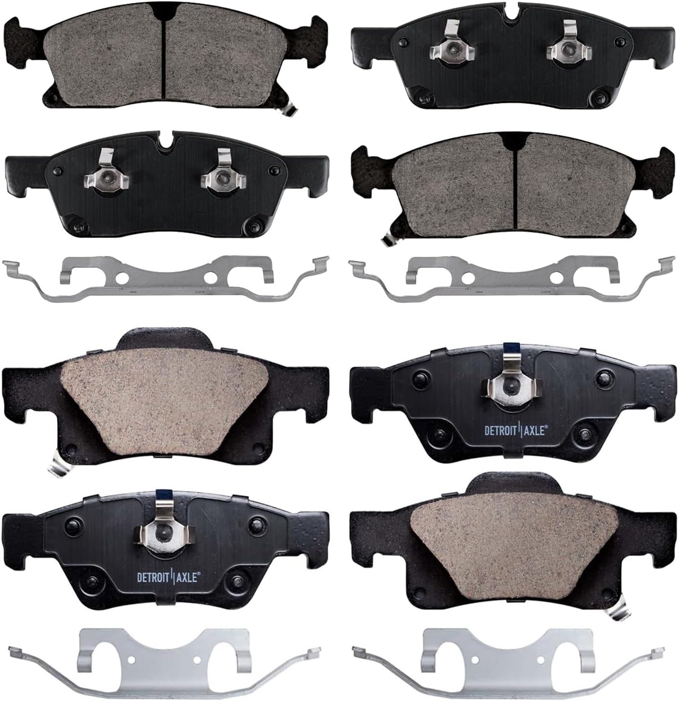 Detroit Axle - Brake Pads for Jeep 2011-2016 Grand Cherokee, 2011-2020 Dodge Durango, Ceramic Brake Pads 2012 2013 2014 2015 Replacement Brakes Front & Rear
