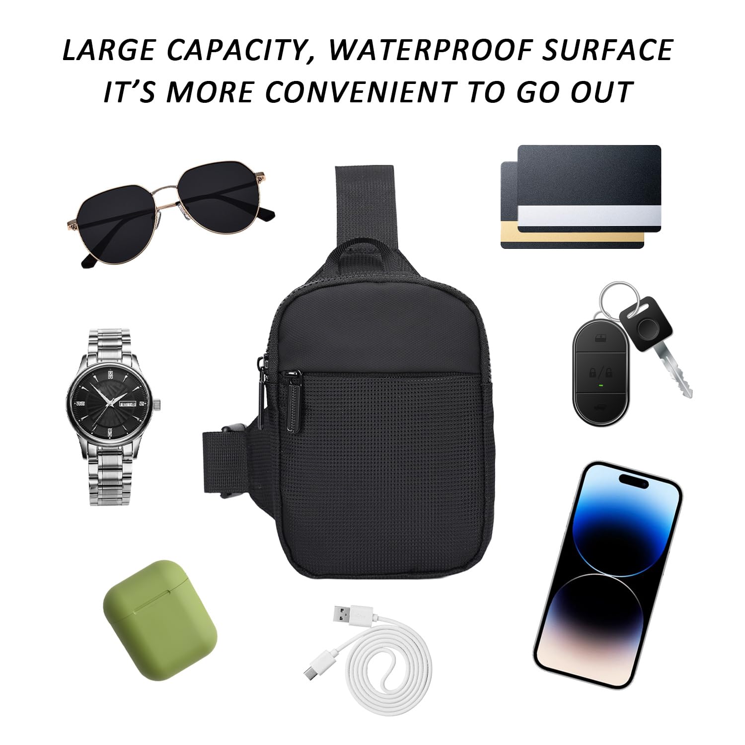 KRYMSON 1 bolso de hombro deportivo, bolso bandolera impermeable, bolso bandolera pequeño, bolso de pecho simple y de moda, adecuado para el senderismo diario, ciclismo y ejercicios deportivos