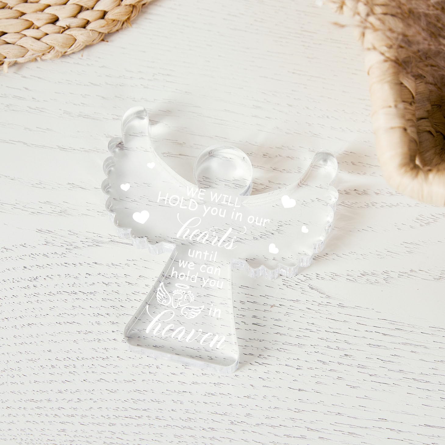 Cadeaux de fausse couche pour les mères, cadeau souvenir, cadeaux de condoléances, cadeau de souvenir Souviens-toi de moi, présent pour deuil, signe acrylique ange commémoratif empreinte de bébé