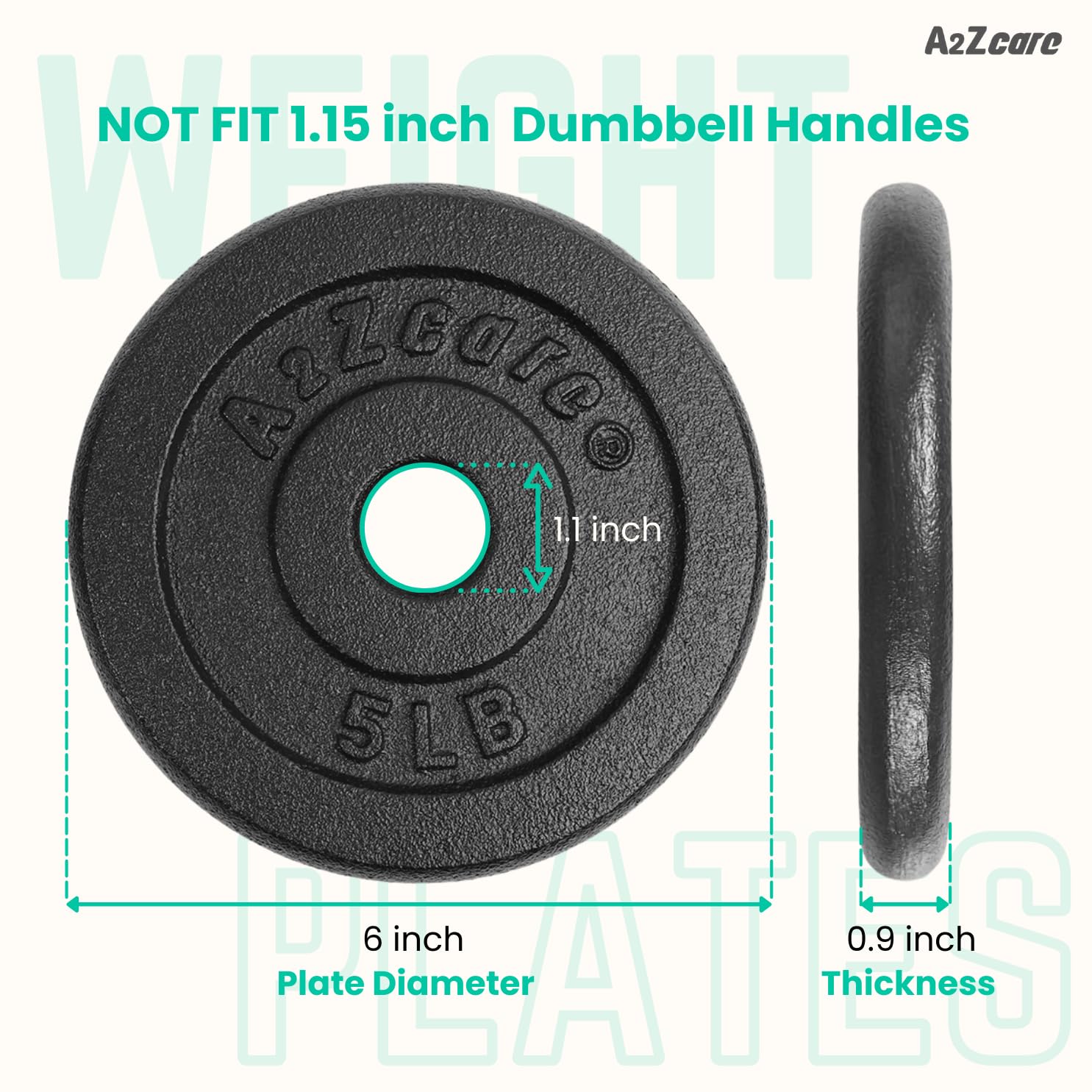 SPORTNOW Set di 2 dischi per pesi olimpici 5 kg 24x3,5 cm Ghisa Piastre per pesi con foro da 50 mm per barra allenamento fitness in palestra casa nera