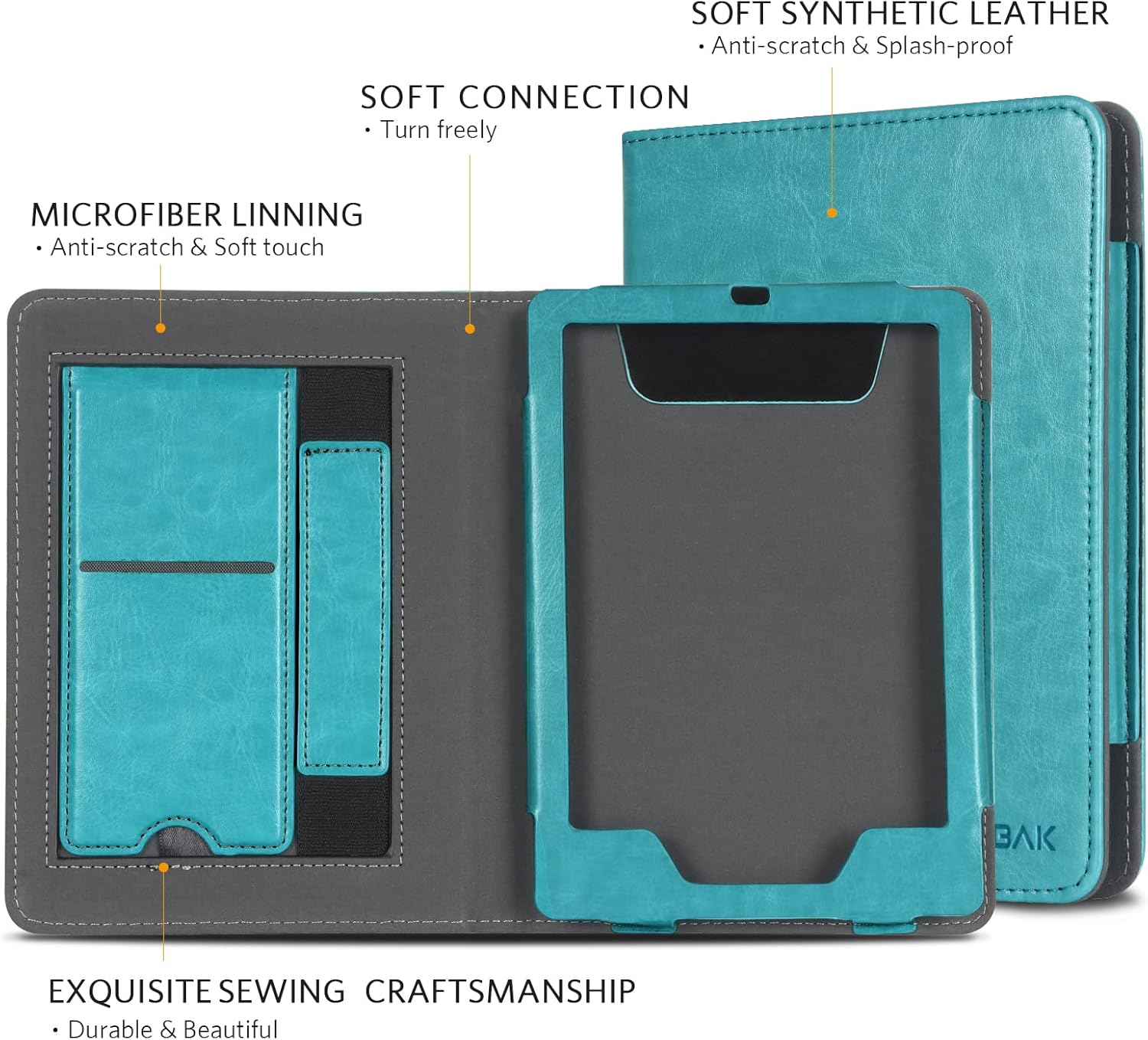 CoBak Case for Ereader - Durable PU Leather Cover with Auto Sleep Wake, Card Slot, Hand Strap Feature - Fits Kindle Paperwhite 11th Generation 6.8" Signature Edition 2021 Released, Floral Damask