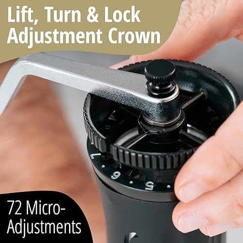 Miniatura 3 de The Royal Coffee Grinder, de Flair Espresso: un molinillo de rebabas manual totalmente manual con rebabas cónicas de acero endurecido para cualquier