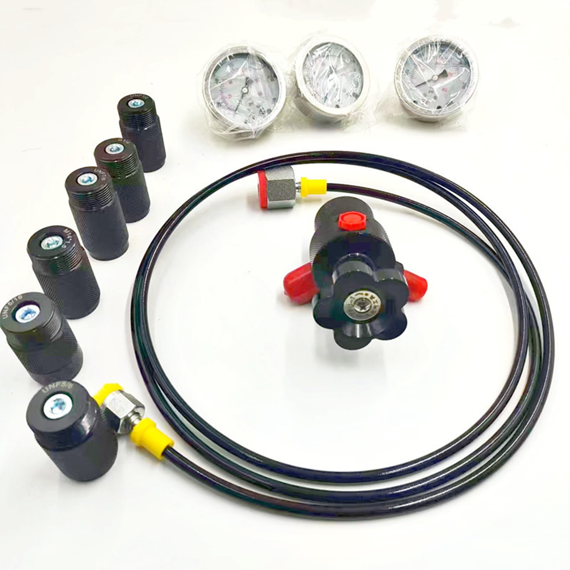 Kit test accumulateurs azote avec manomètres de pression et 7 couplages