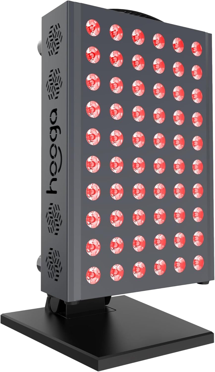 Hooga Red Light Therapy Panel for Face and Body, Red & Near Infrared LED Light with Timer and Stand, 60 High-Efficiency Low-Level LEDs (<5 mW), Flicker-Free Wellness and Recovery Device – PRO300 - Image 2