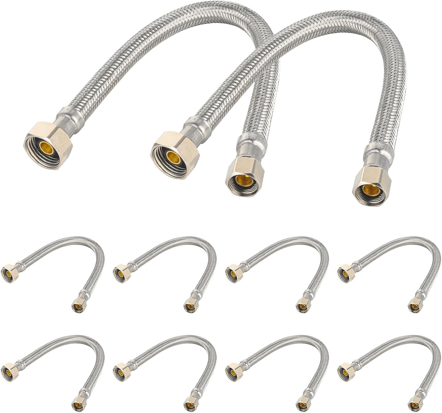 10-Pack EFIELD 12-inch Length Faucet Supply Lines, 1/2" FIP x 3/8" COMP Faucet Hose, Stainless Steel Braided Supply Line,(HOSE043-10PCS)