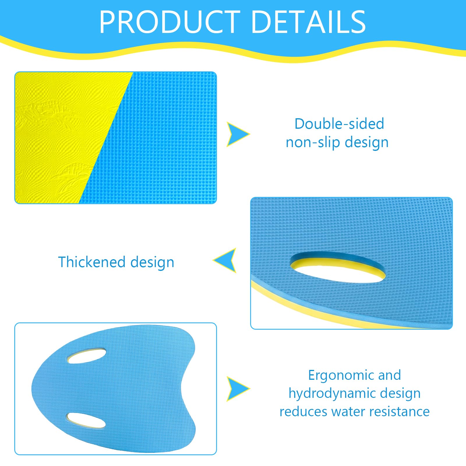 1 Unidad Tabla de Natación Kickboard, Espuma EVA para Niños y Adultos, Entrenamiento Natación Aquafitness, Forma en A con Asas 40 x 32 cm