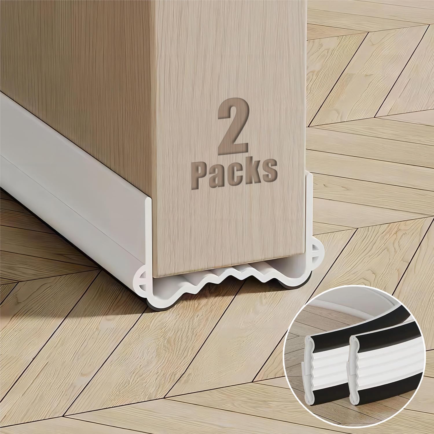 Door Draft Stopper 2 Pack, Under Door Sweep for Exterior