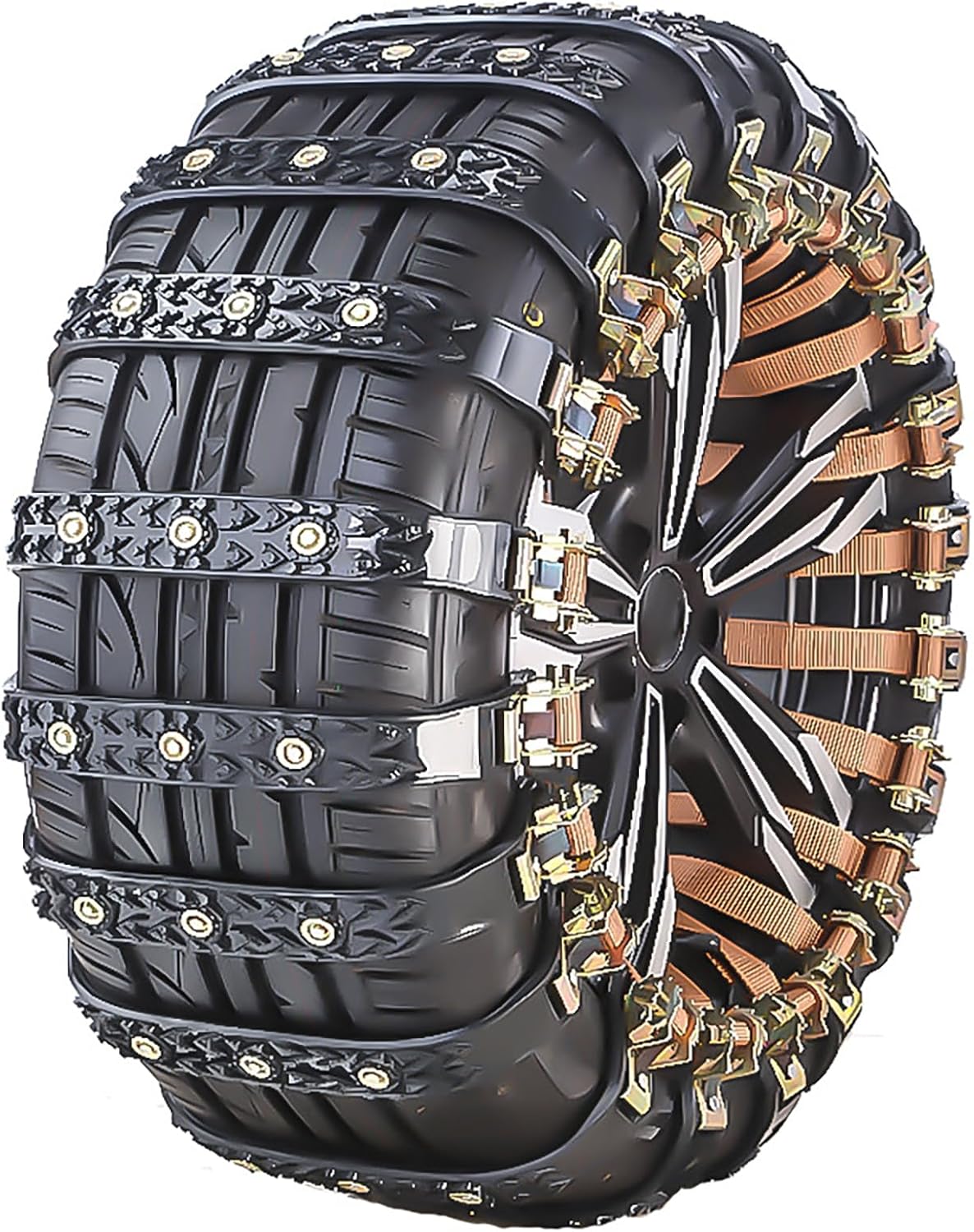 Snow Chains Tire for Range Rove L322 2005–2009,Portable Adjustable & Strong Grip Tire Chains with Serrated Non-Slip Design,Durable,A/Black-10PCS