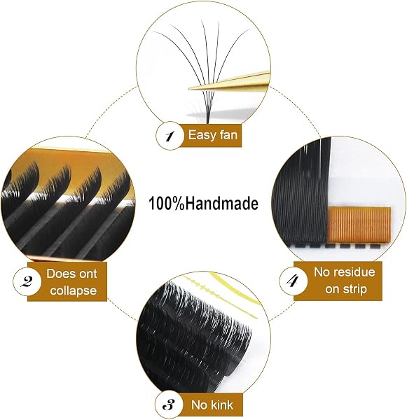 QUEWEL Easy Fan Russian Lashes 0.07D Curl Mix 8-15mm 2D-20D Volume Lash Extensions Self Fanning Automatic Blooming - 3