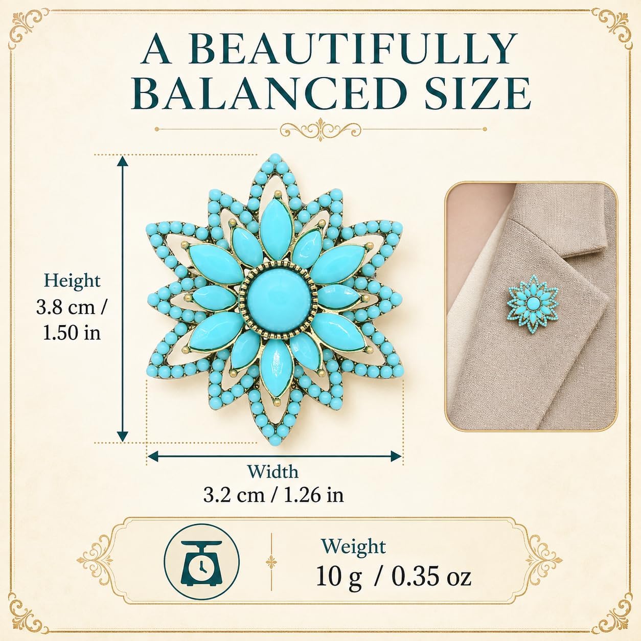 Turquoise West Cowboy Oval Tear Drop Brooch Pin for Women Retro Brooches Pins Classic Fashion Jewelry Accessories Gift