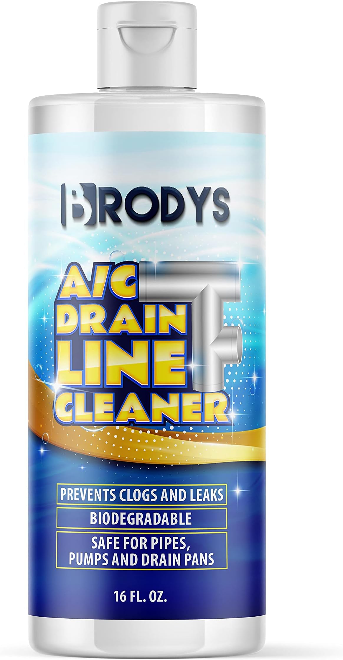 Brodys - A/C HVAC Drain Line Cleaner, 16oz Bottle, 2 MONTH SUPPLY, (Great to use at home, in the office, at restaurants and large commercial buildings)