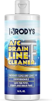 Brodys A/C HVAC AC Drain Line Cleaner, 16oz Bottle, 2 Month Supply | Fast-Acting, Long-Lasting HVAC System Solution for Tough Clogs & Buildup