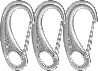 Marine Carabiner Flag Clips, 2.75 Inch 316 Stainless Steel Clips, 660 Lbs Boat Fender Hooks Sailboat Accessories, Perfect for Camping, Fishing, Boating, Hiking and Bucket Hanging