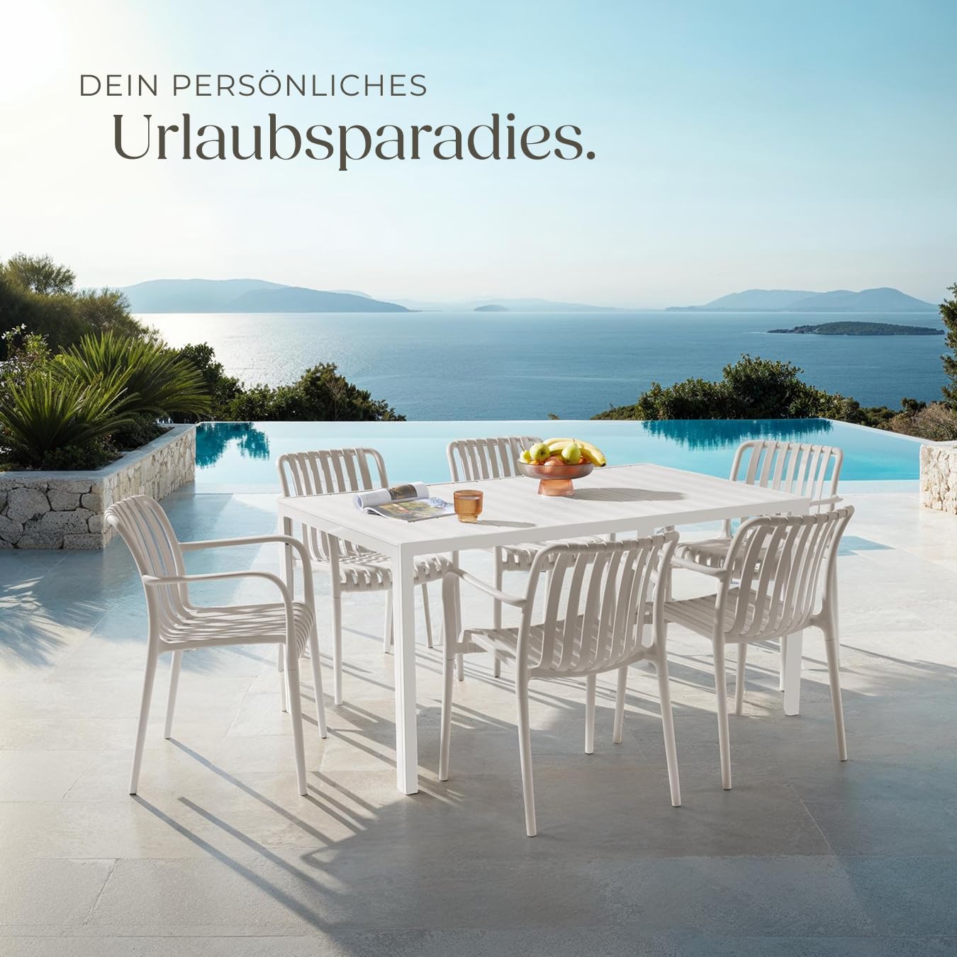tectake® Gartenstühle stapelbar, Gartenmöbel Set, Balkon Möbel, Bistro Set, Sessel, Outdoor Möbel, Balkonmöbel, Terrassenmöbel - Taupe, 4er Set