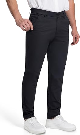 Mens Golf Pants, Stretch Work Dress Pants, 30"/32"/34" Quick Dry Lightweight Casual Comfy Trousers with Pockets.