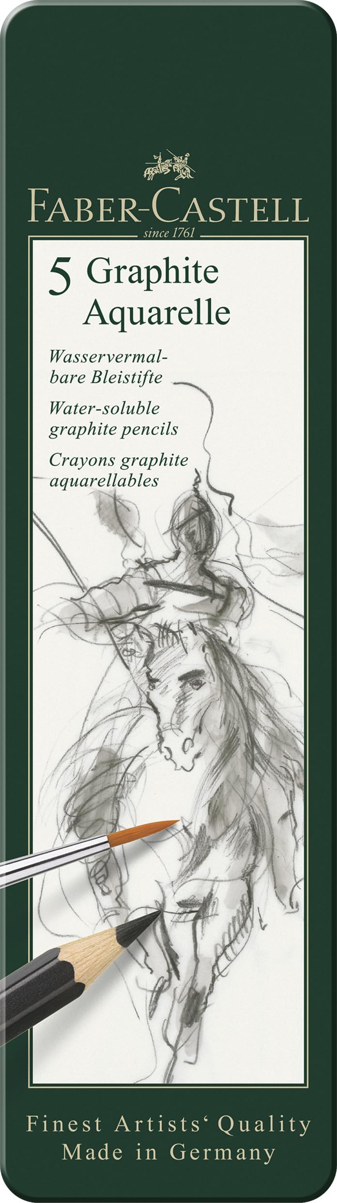 FABER-CASTELL 117805 - Set de lápices Graphite Aquarell, 5 unidades, contenido - HB, 2B, 4B, 6B, 8B