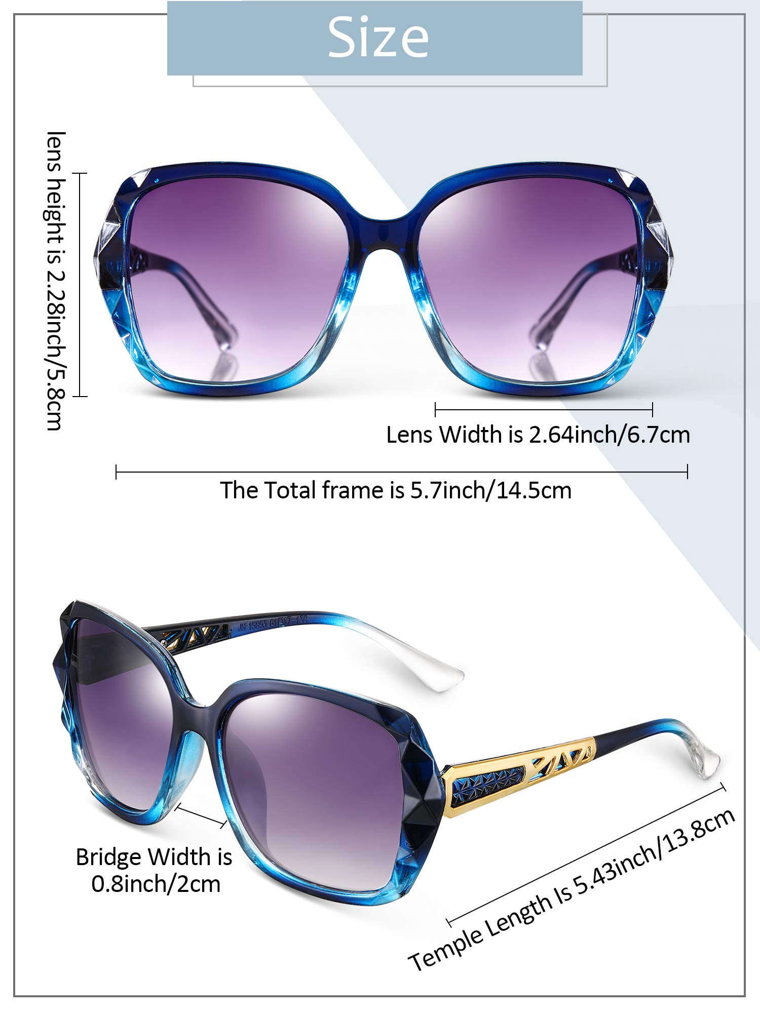 7 pares de lentes de sol de gran tamaño para mujer, montura brillante, gafas de sol clásicas polarizadas cuadradas, Color elegante. 3