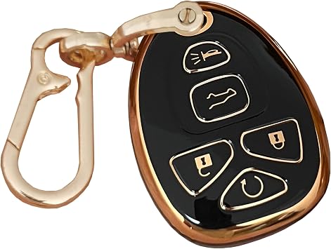 TPU for GMC Key Fob Cover with Keychain Fit for Chevy Suburban Tahoe Traverse Buick Enclave Cadillac Escalade GMC Acadia Yukon Remote Smart Key Shell Black