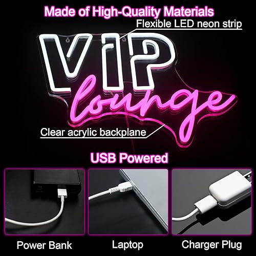 Miniatura 10 de VIP Lounge - Letreros de neón para decoración de pared, letreros de luces de neón VIP para decoración de habitación, letrero de luz LED con