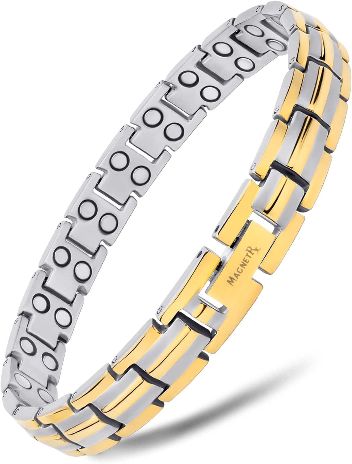 MagnetRX® 女性用超強力磁気ブレスレット - 効果的なチタン磁気ブレスレット - 完璧なフィット感のためのサイズツールでブレスレットの長さを調整可能, 1 Count (Pack of 1), チタン, 宝石なし
