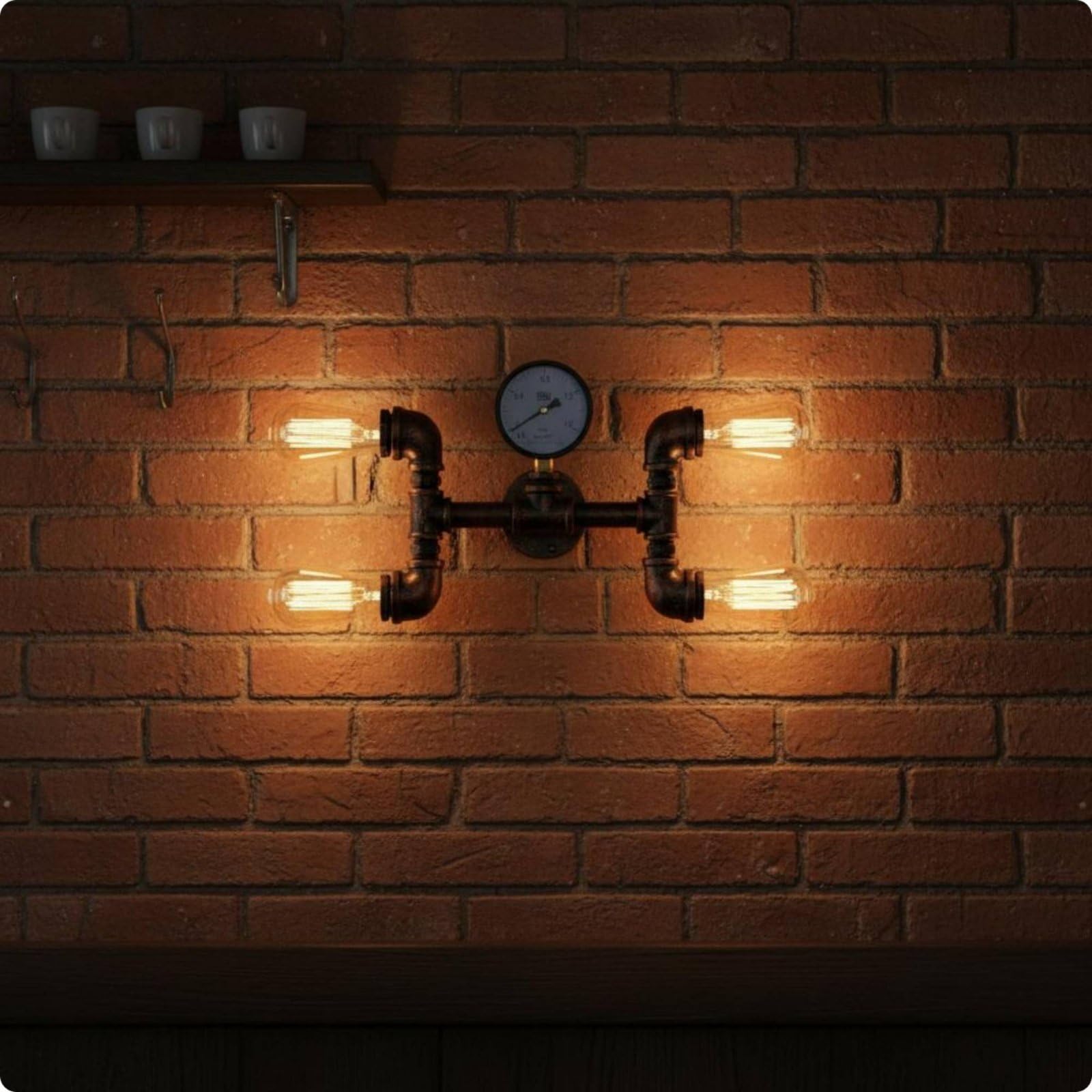 Lampada da Parete Vintage Applique Industriale a Muro Lampada Tubo in Ferro Applique Retrò Finitura Metallo Rustica Robustezza E Funzionalità per