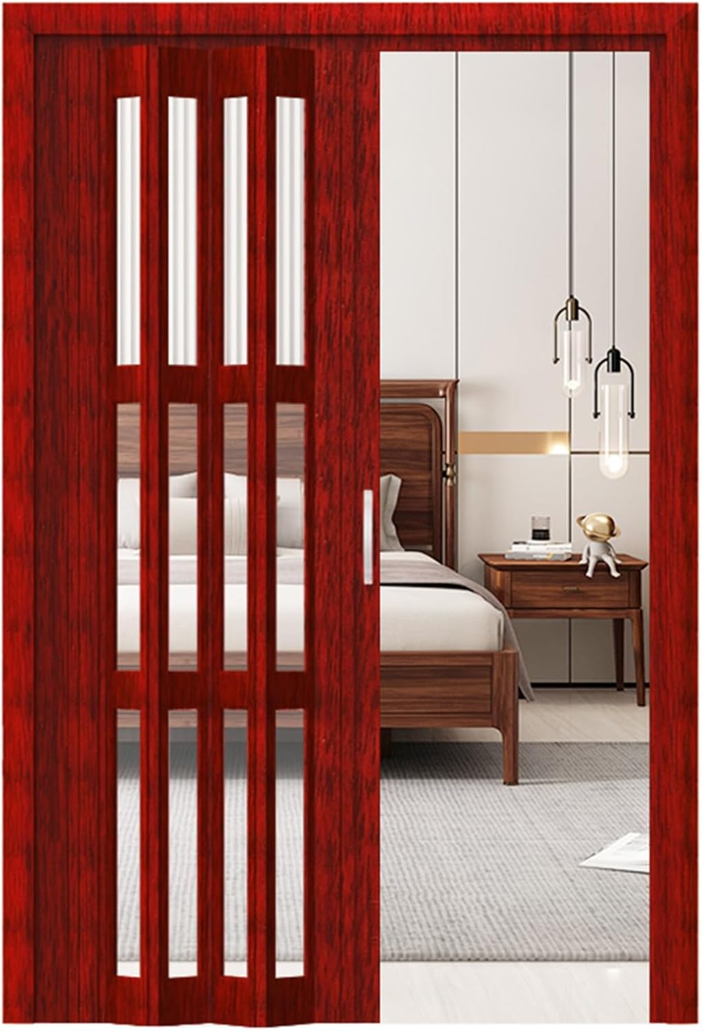 Folding Pantry Doors for Kitchen Partition, Black Red Grey