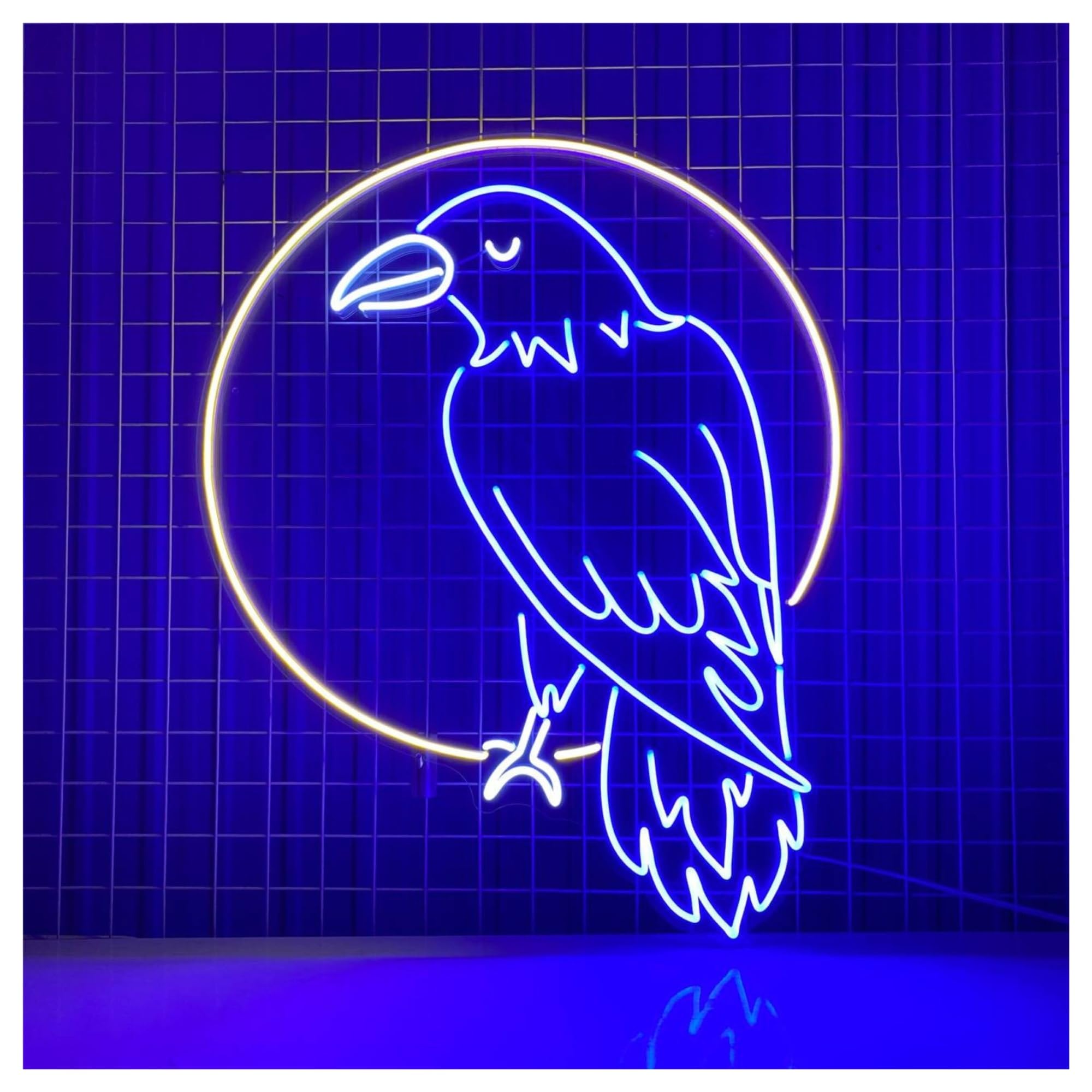 SHOUXI Sign Lamp Crow Neon Light Scary Horror Spooky Room Wall Decor, Night Wild Life 55cm
