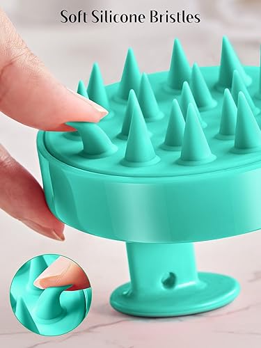 Miniatura 7 de HEETA Paquete de 2 cepillos de champú masajeador para el cuero cabelludo para el crecimiento del cabello, limpiador de cuero cabelludo con silicona