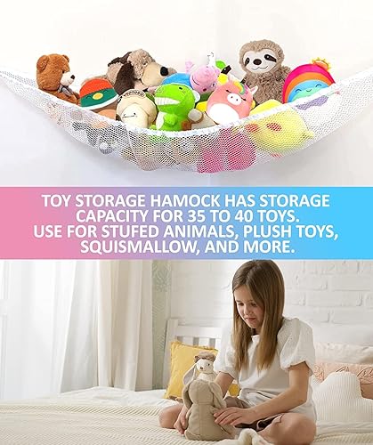 Miniatura 9 de PLS - Hamaca de juguete de peluche para colgar en la pared almacenamiento de juguetes de peluche y organización de habitación de niños para