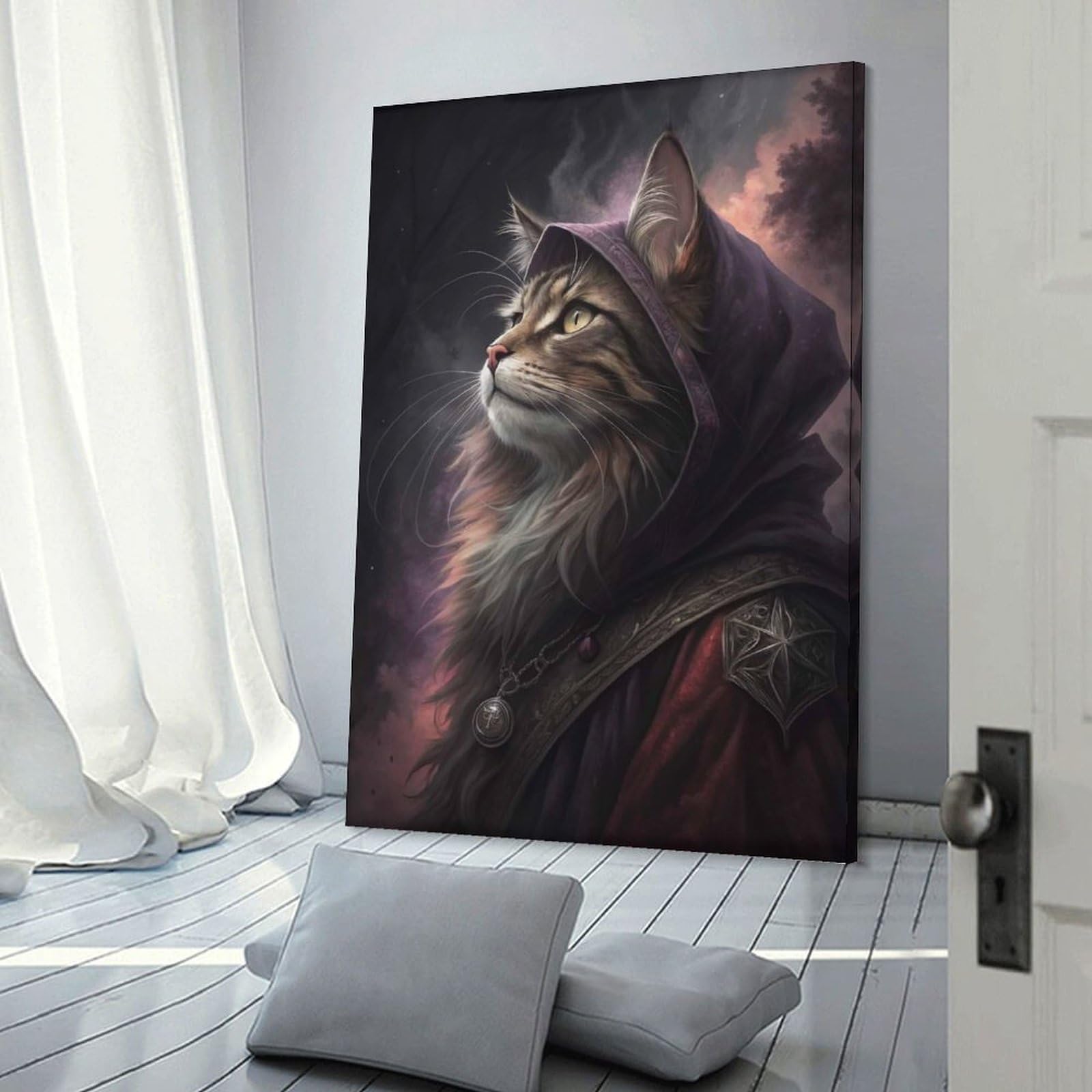 Junmoney Mystical Cat Wizard Room Decor Wall Art 20x30inch(50x75cm), for Bedroom, Guest Room Or Reading Nook, An Easy Wall Refresh for Bedrooms