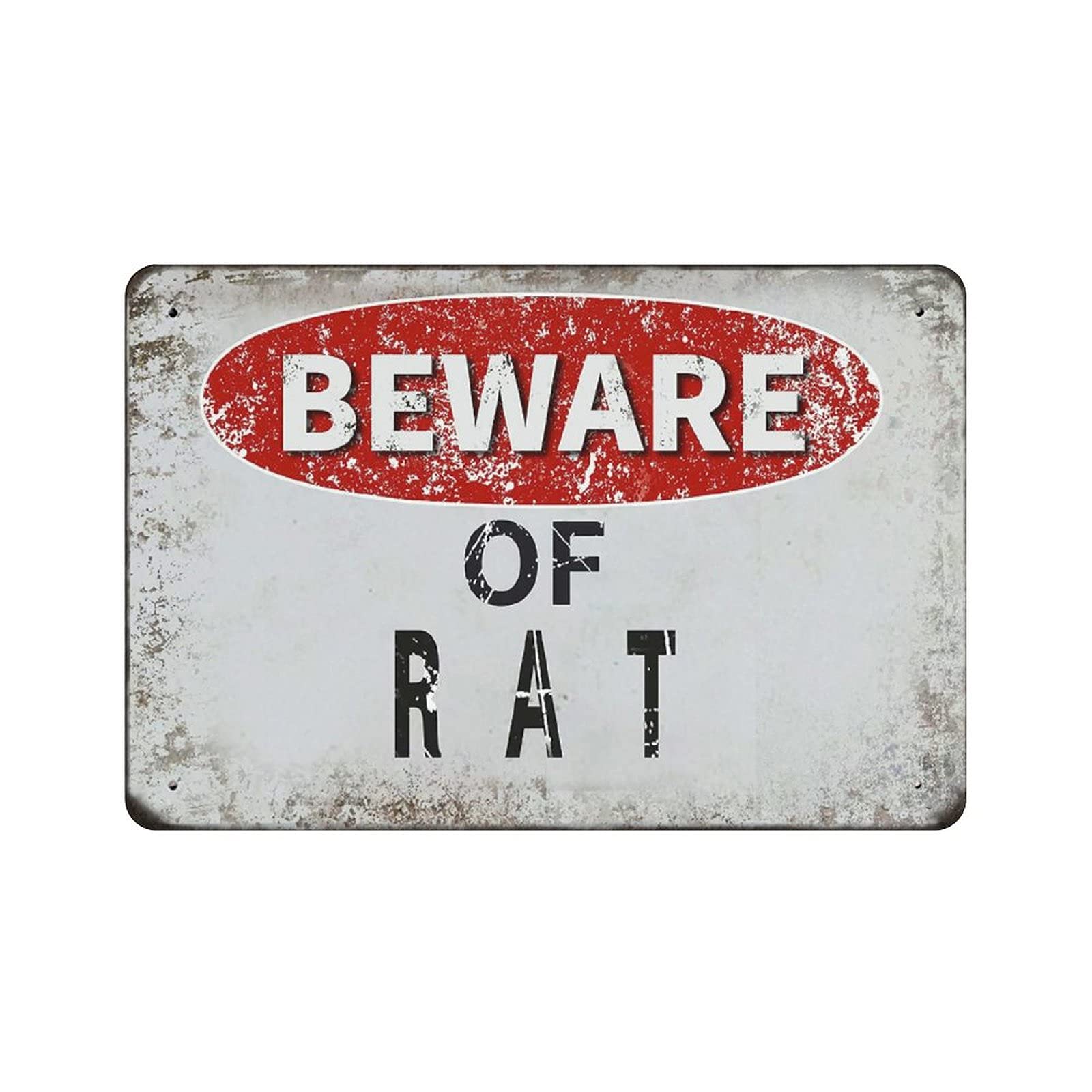 Metal Tin Sign Beware of Rat Vintage Tin Poster Metal Sign Wall Decoration Country Kitchen Home Garage Decor 8"x12"