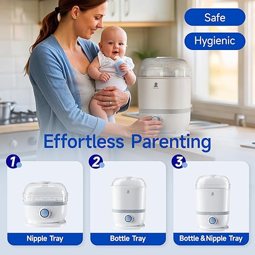 Miniatura 7 de Snow Bear Esterilizador y secadora de biberones, esterilizador eléctrico 6 en 1 para biberones y chupetes, piezas de extractor de leche, gran
