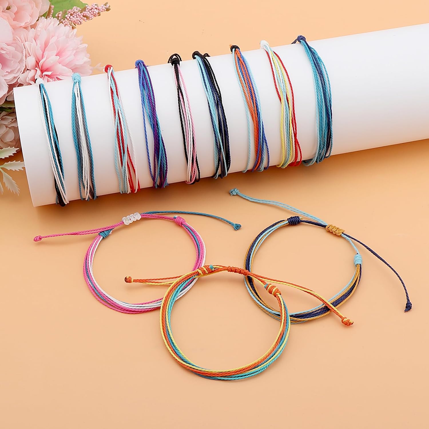 Oubaka 12pcs Woven Wrap Friendship Bracelets Handmade Braided Bracelet Adjustable Colorful String Bracelet Boho Bracelets Handmade Boho Braided Friendship Anklets for Women Men Christmas Party Gifts - Image 3