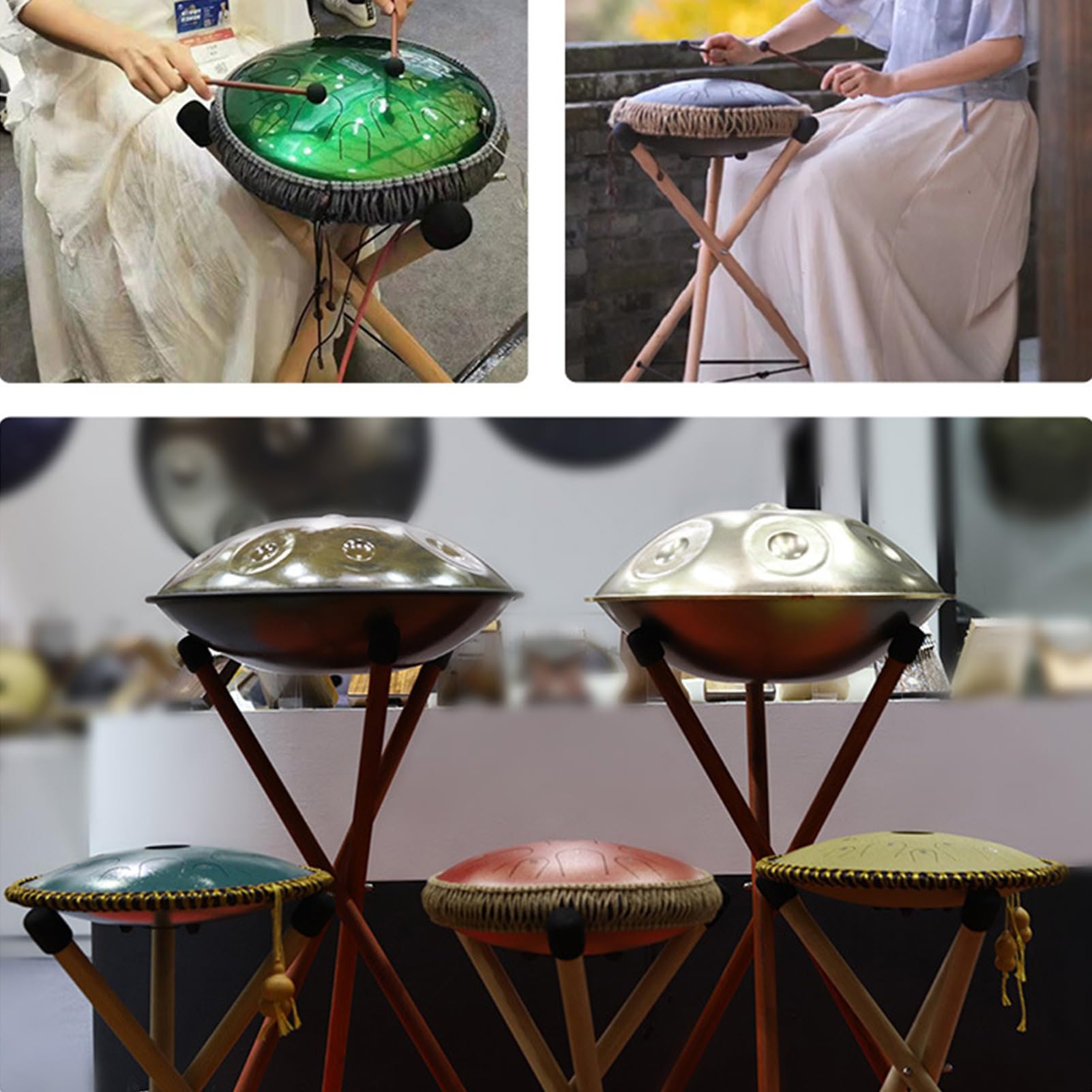 Supporto Per Rullante In Legno Massello - Supporto Per Handpan Regolabile | Da 49 Cm, Robusto Support Per Batteria, Aumenta L'attrito Rastrelliera Per Percussioni Portatile | Maggiore Flessibilità