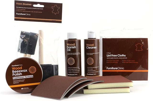 Ultimate Wood Maintenance Kit - Used to Clean, Oil & Wax All Items of Wood Such as Furniture, Worktops & Doors. Contains 250ml Wood Cleaner, 250ml Beeswax, 250ml Danish Oil.