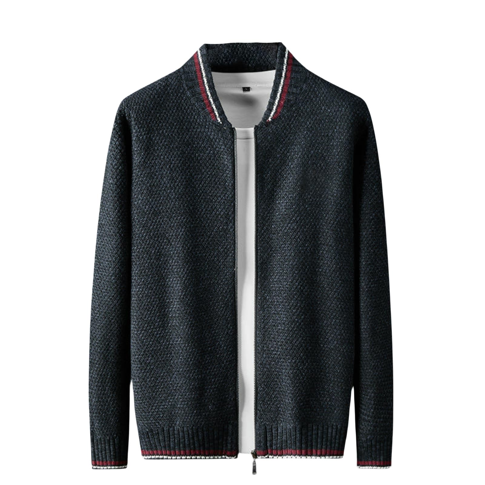 Cárdigan de punto para hombre estilo béisbol chaqueta casual lisa diaria 8