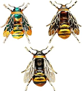 CAILI 3Pcs Bees Brooch, Personalized Drop Brooch, Vintage Insect Brooch, Perfect Accessories for Men and Women (Yellow + White + Green), Handmade Drop Enamel, Handmade Enamel Made by Drop